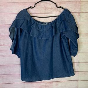 Cover‎ Stitched Blue Denin Top Size Small